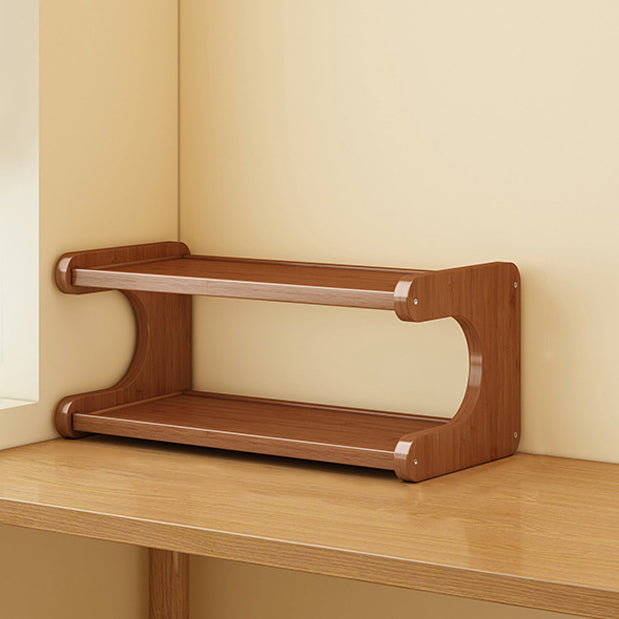 Traditional Chinese MDF & Bamboo Rectangular E-Shaped Bookshelf Storage Shelf With 2/3/4 Tiers For Living Room & Bedroom