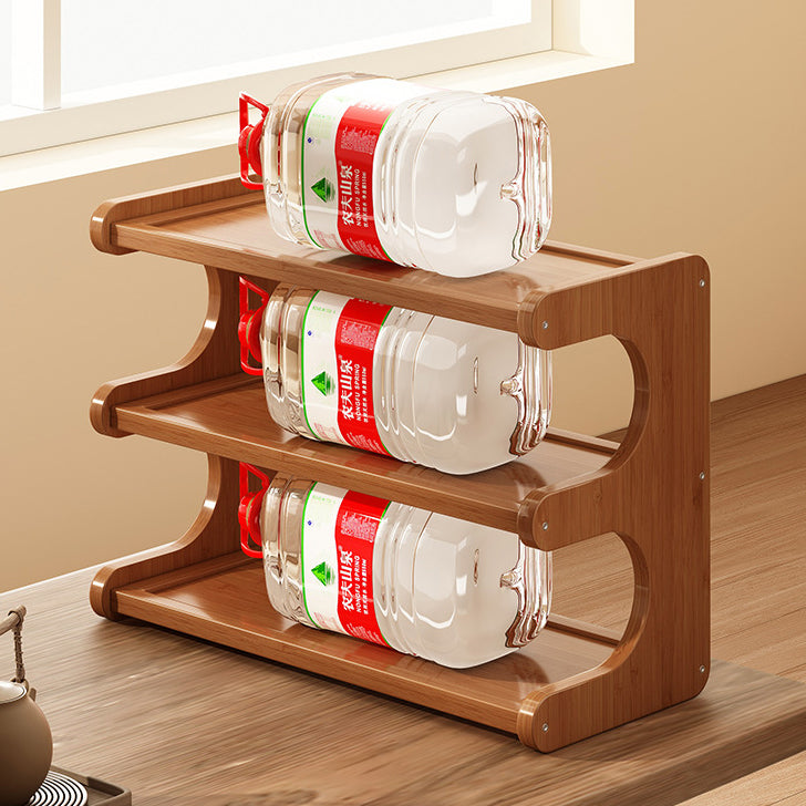 Traditional Chinese MDF & Bamboo Rectangular E-Shaped Bookshelf Storage Shelf With 2/3/4 Tiers For Living Room & Bedroom