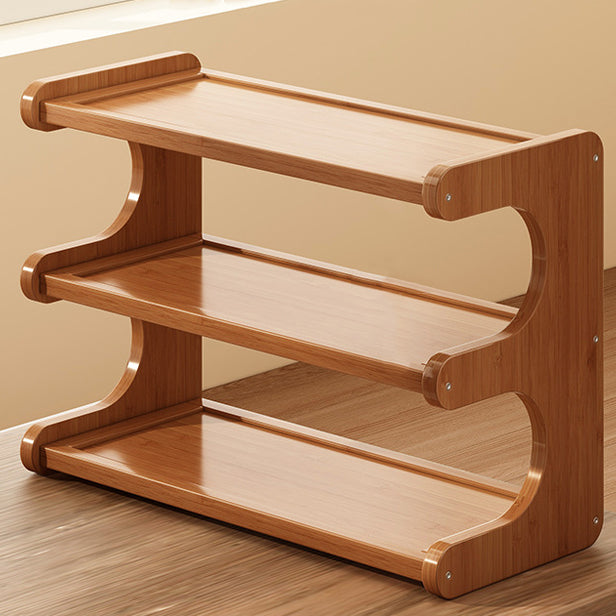 Traditional Chinese MDF & Bamboo Rectangular E-Shaped Bookshelf Storage Shelf With 2/3/4 Tiers For Living Room & Bedroom