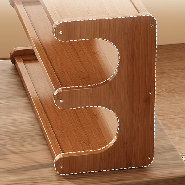Traditional Chinese MDF & Bamboo Rectangular E-Shaped Bookshelf Storage Shelf With 2/3/4 Tiers For Living Room & Bedroom