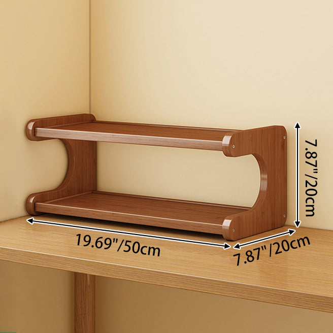 Traditional Chinese MDF & Bamboo Rectangular E-Shaped Bookshelf Storage Shelf With 2/3/4 Tiers For Living Room & Bedroom