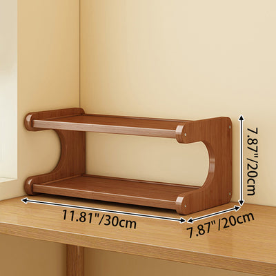 Traditional Chinese MDF & Bamboo Rectangular E-Shaped Bookshelf Storage Shelf With 2/3/4 Tiers For Living Room & Bedroom