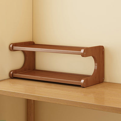 Traditional Chinese MDF & Bamboo Rectangular E-Shaped Bookshelf Storage Shelf With 2/3/4 Tiers For Living Room & Bedroom