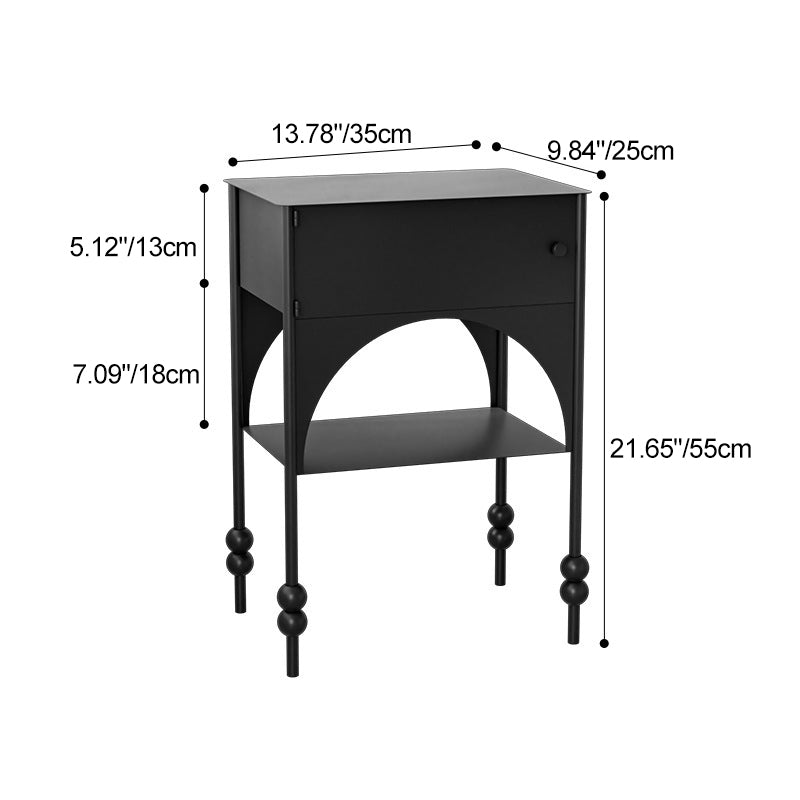 Zeitgenössischer Retro-Eisenbogen-Rechteckiger Nachttisch mit 2-stufigem Schrank für das Bett 