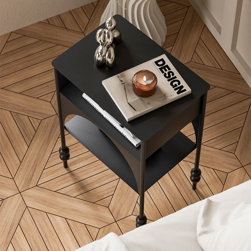 Zeitgenössischer Retro-Eisenbogen-Rechteckiger Nachttisch mit 2-stufigem Schrank für das Bett 