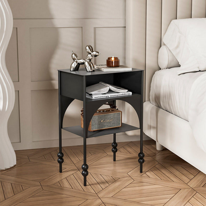 Zeitgenössischer Retro-Eisenbogen-Rechteckiger Nachttisch mit 2-stufigem Schrank für das Bett 