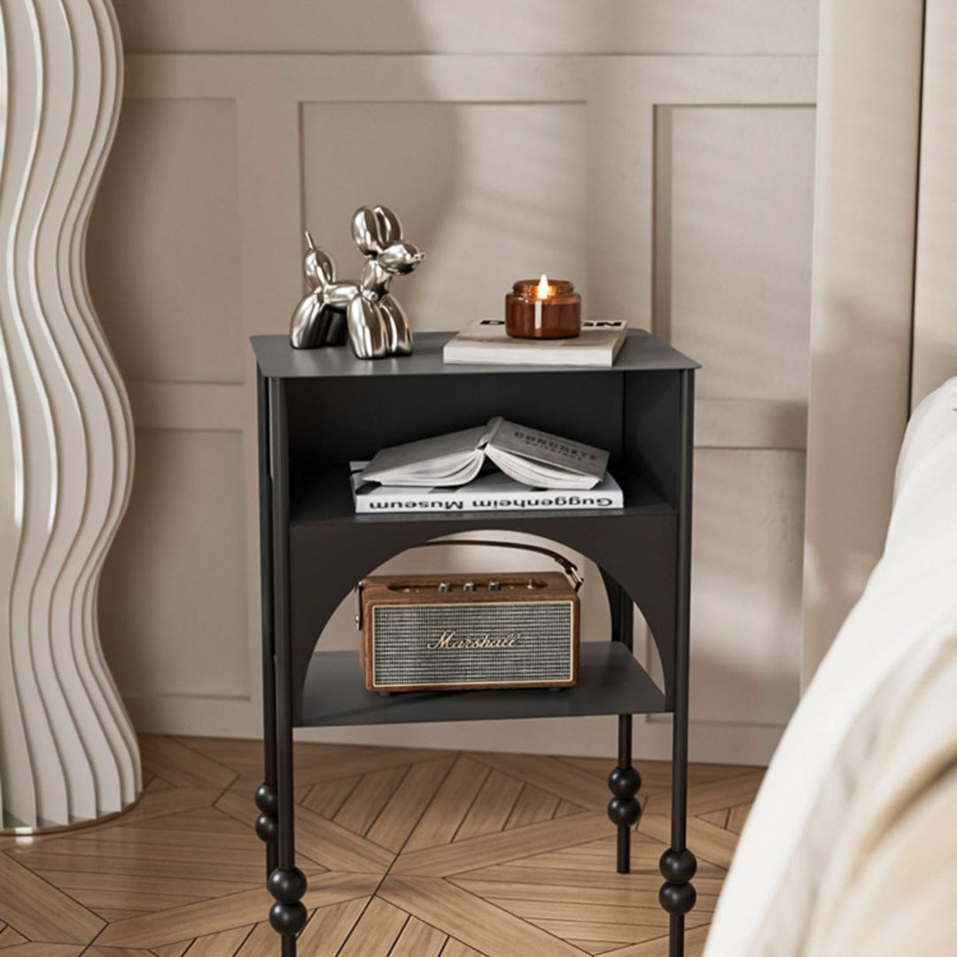 Zeitgenössischer Retro-Eisenbogen-Rechteckiger Nachttisch mit 2-stufigem Schrank für das Bett 