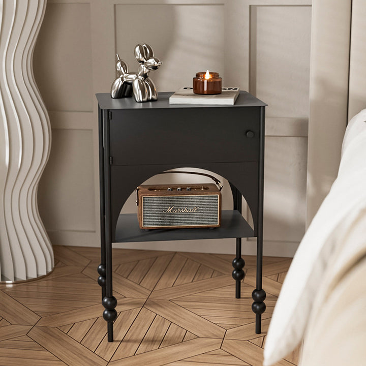 Zeitgenössischer Retro-Eisenbogen-Rechteckiger Nachttisch mit 2-stufigem Schrank für das Bett 