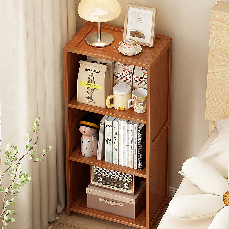 Contemporary Nordic Bamboo & Acrylic Rectangular Nightstand With 3/4-Tier Storage For Bedroom