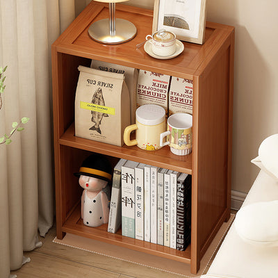 Contemporary Nordic Bamboo & Acrylic Rectangular Nightstand With 3/4-Tier Storage For Bedroom