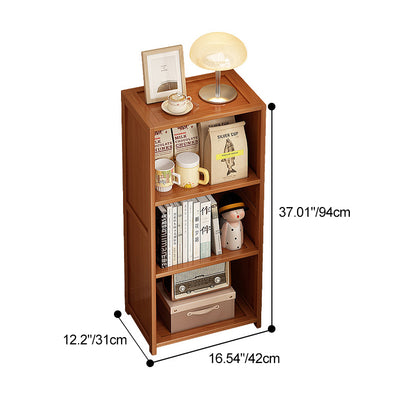 Contemporary Nordic Bamboo & Acrylic Rectangular Nightstand With 3/4-Tier Storage For Bedroom