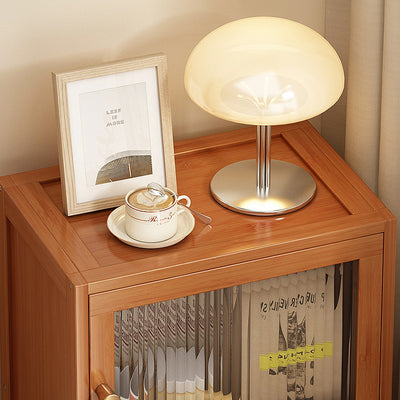 Contemporary Nordic Bamboo & Acrylic Rectangular Nightstand With 3/4-Tier Storage For Bedroom