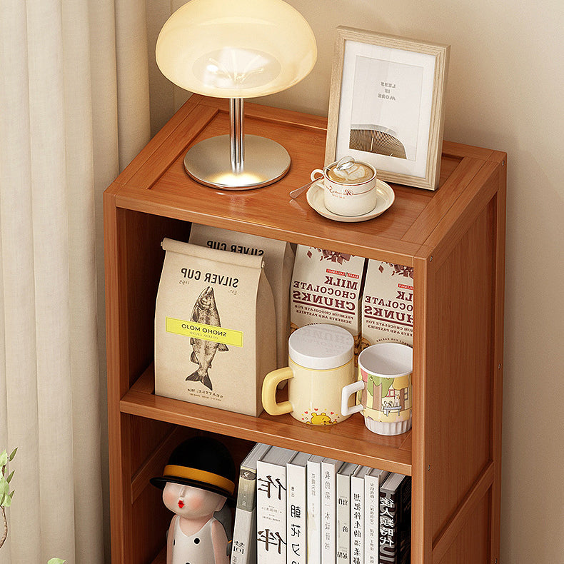 Contemporary Nordic Bamboo & Acrylic Rectangular Nightstand With 3/4-Tier Storage For Bedroom