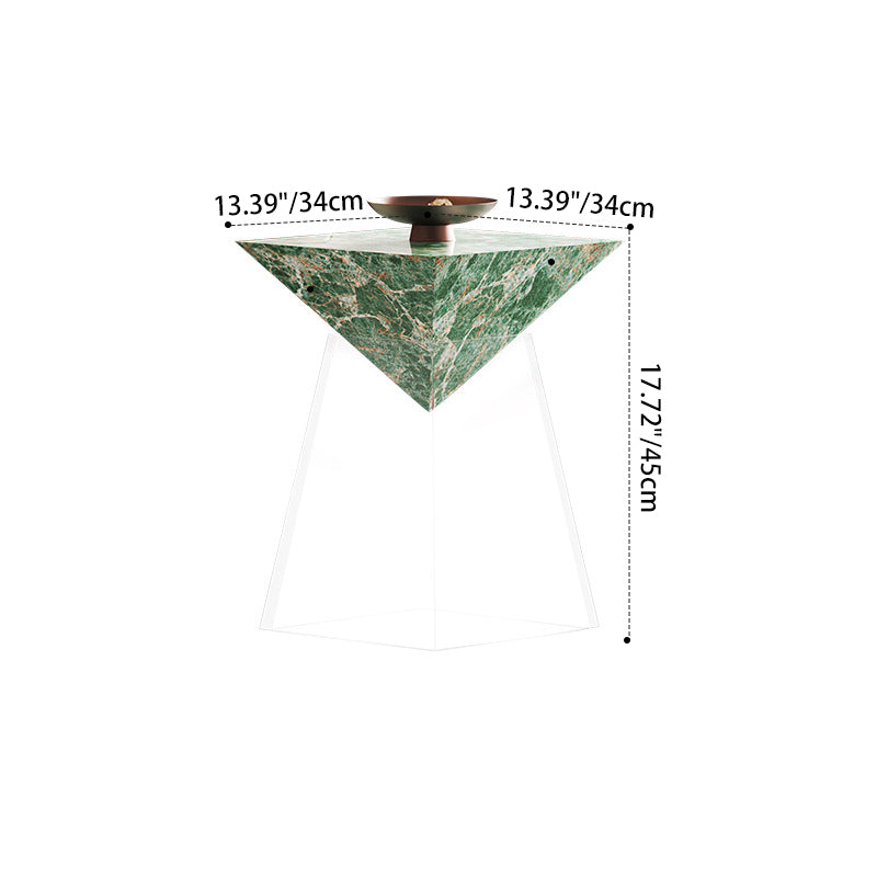 Modern Luxury Stone Slab &amp; Acrylic Cone End Table 1-Tray For Living Room