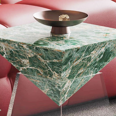 Modern Luxury Slab & Acrylic Cone End Table 1-Tray For Living Room