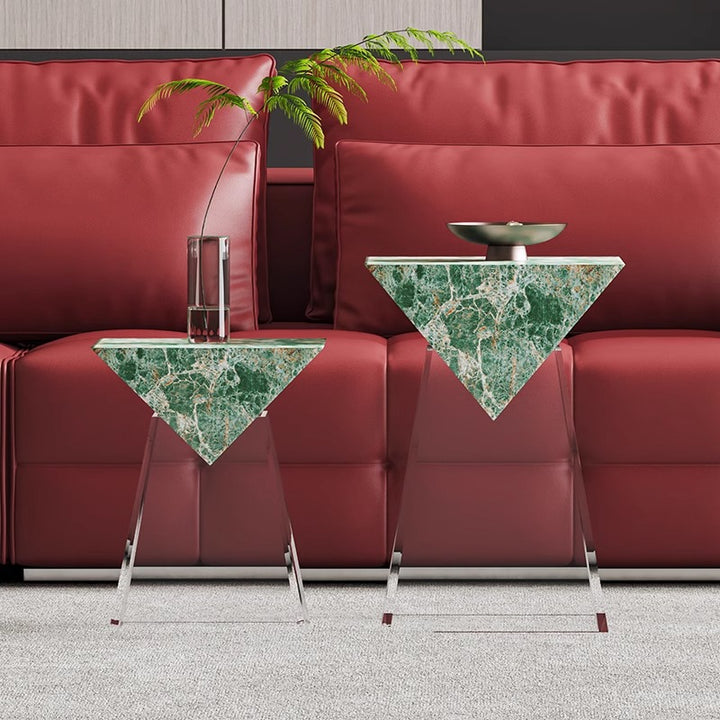 Modern Luxury Stone Slab &amp; Acrylic Cone End Table 1-Tray For Living Room