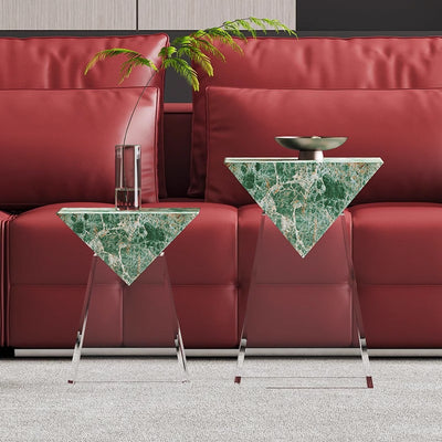 Modern Luxury Slab & Acrylic Cone End Table 1-Tray For Living Room
