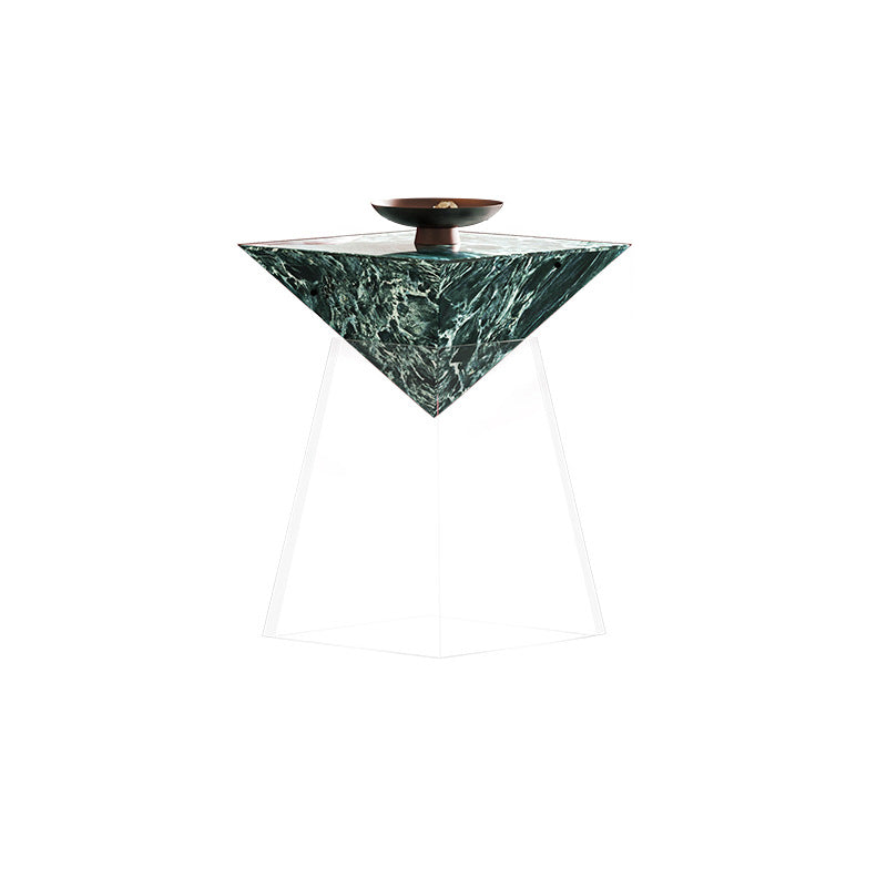 Modern Luxury Stone Slab &amp; Acrylic Cone End Table 1-Tray For Living Room