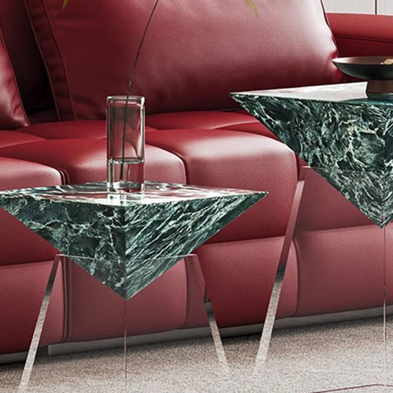 Modern Luxury Stone Slab &amp; Acrylic Cone End Table 1-Tray For Living Room
