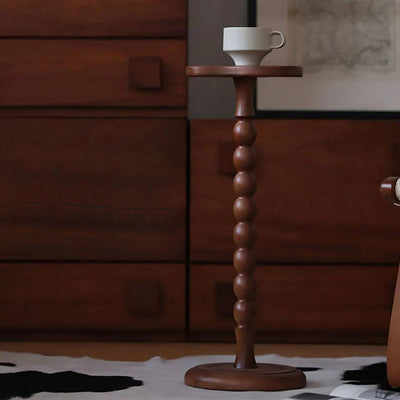 Contemporary Retro Beechwood Gourd-Shaped Small Side Table 1-Tray For Living Room & Bedroom