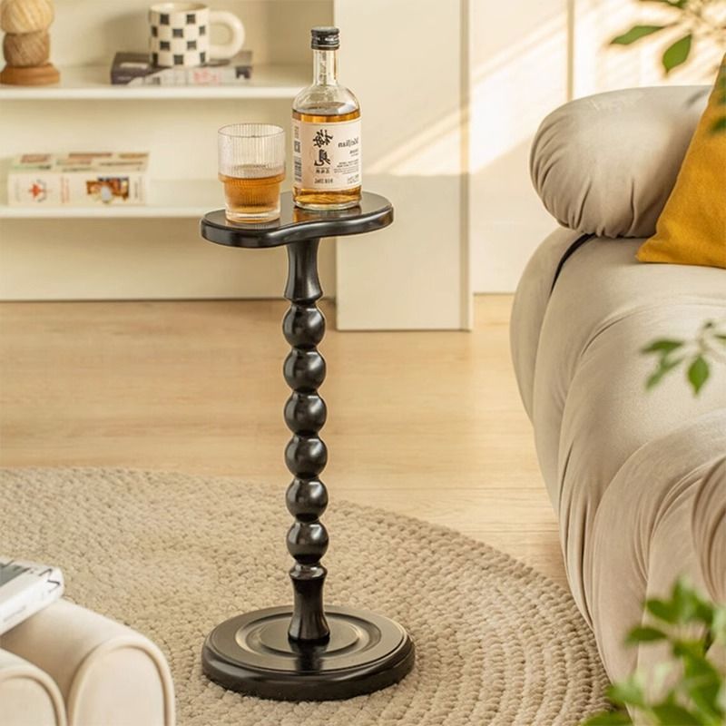 Contemporary Retro Beechwood Gourd-Shaped Small Side Table 1-Tray For Living Room & Bedroom