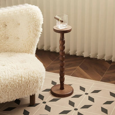 Contemporary Retro Beechwood Gourd-Shaped Small Side Table 1-Tray For Living Room & Bedroom