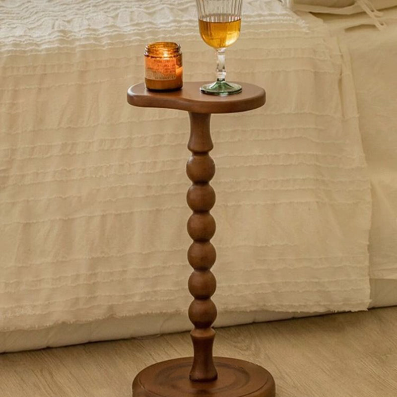 Contemporary Retro Beechwood Gourd-Shaped Small Side Table 1-Tray For Living Room & Bedroom