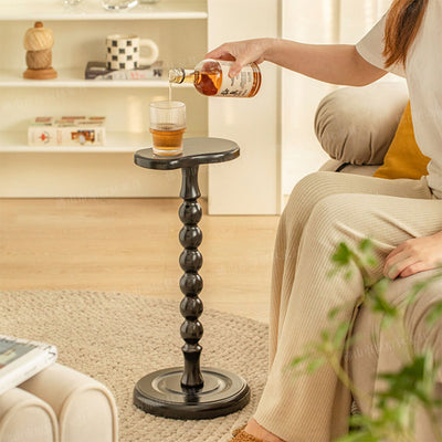 Contemporary Retro Beechwood Gourd-Shaped Small Side Table 1-Tray For Living Room & Bedroom