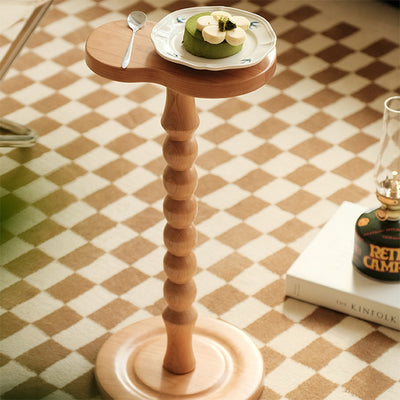 Contemporary Retro Beechwood Gourd-Shaped Small Side Table 1-Tray For Living Room & Bedroom