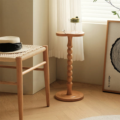 Contemporary Retro Beechwood Gourd-Shaped Small Side Table 1-Tray For Living Room & Bedroom