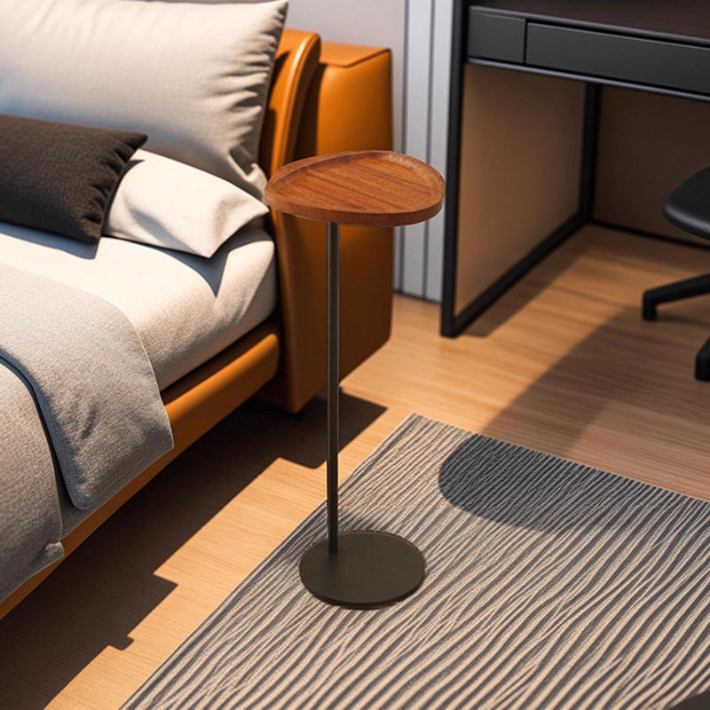 Modern Simplicity MDF & Iron Heart Shield-Shaped Small Side Table With 1-Tray For Living Room & Bedroom