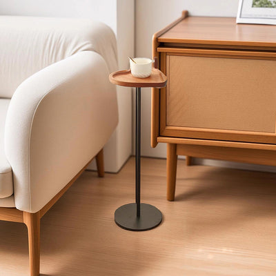 Modern Simplicity MDF & Iron Heart Shield-Shaped Small Side Table With 1-Tray For Living Room & Bedroom