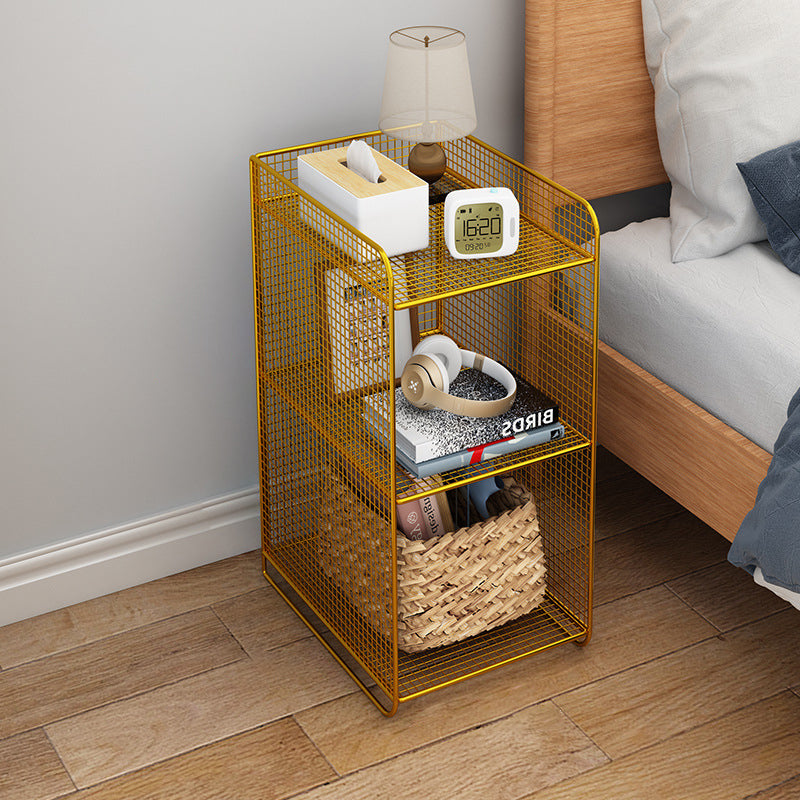 Table de nuit rectangulaire étroite en fer minimaliste moderne avec 3 niveaux pour le salon et la chambre 