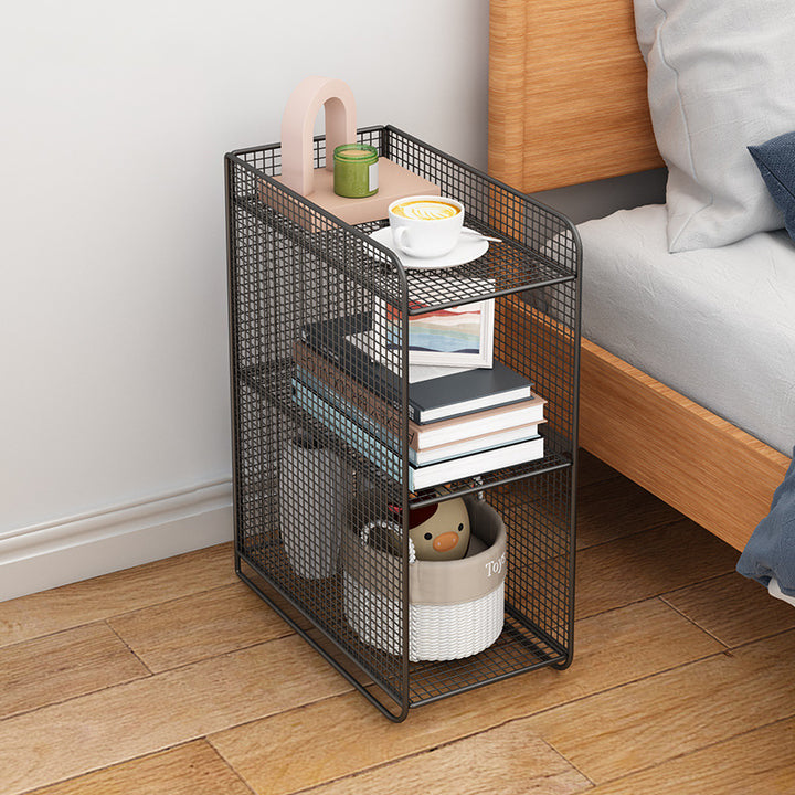 Table de nuit rectangulaire étroite en fer minimaliste moderne avec 3 niveaux pour le salon et la chambre 
