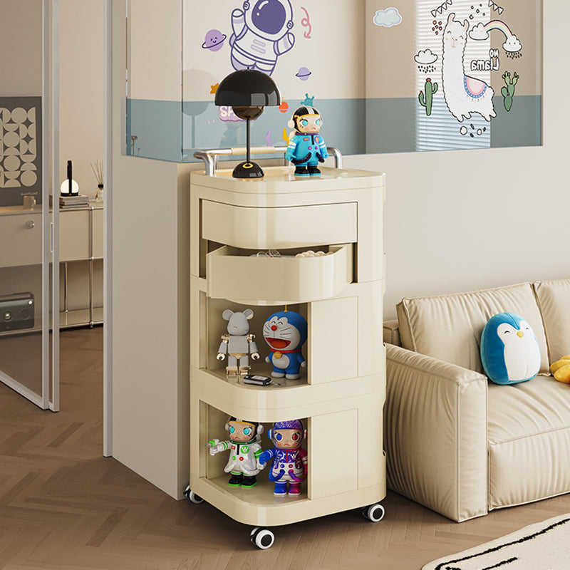 Zeitgenössischer nordischer ABS-Edelstahl-Quadratischer Beweglicher Aufbewahrungswagen Beistelltisch mit 2/3/4 Ebenen für Schlafzimmer und Wohnzimmer 