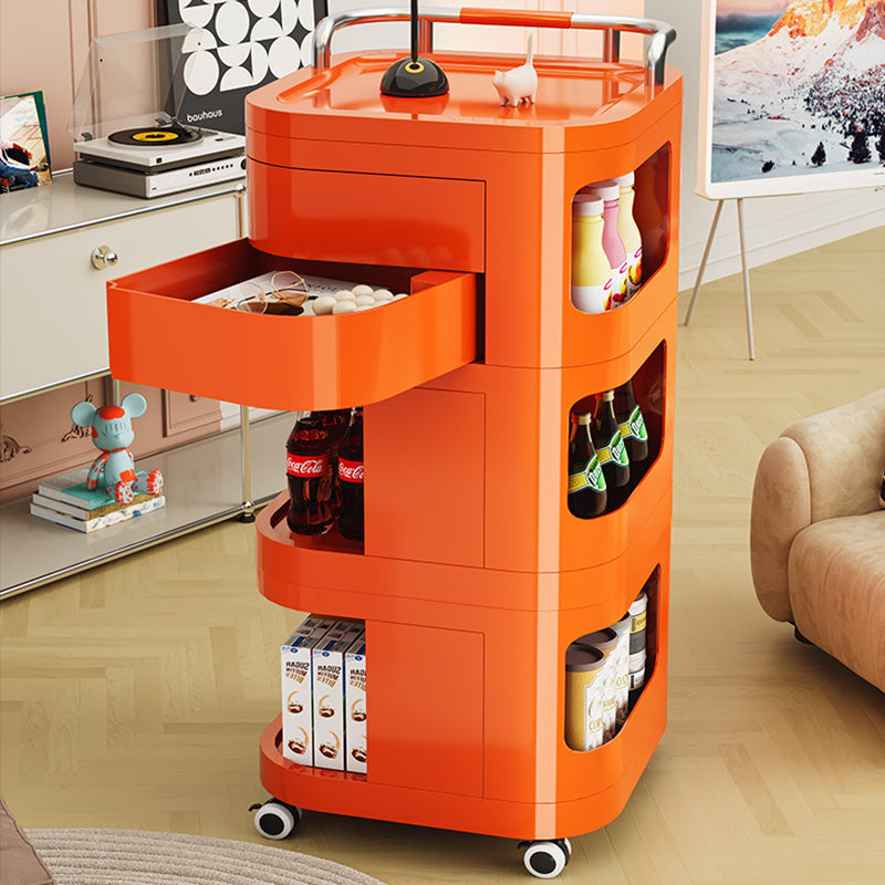 Zeitgenössischer nordischer ABS-Edelstahl-Quadratischer Beweglicher Aufbewahrungswagen Beistelltisch mit 2/3/4 Ebenen für Schlafzimmer und Wohnzimmer 