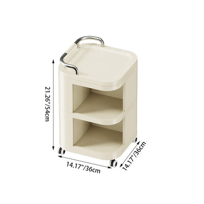 Zeitgenössischer nordischer ABS-Edelstahl-Quadratischer Beweglicher Aufbewahrungswagen Beistelltisch mit 2/3/4 Ebenen für Schlafzimmer und Wohnzimmer 