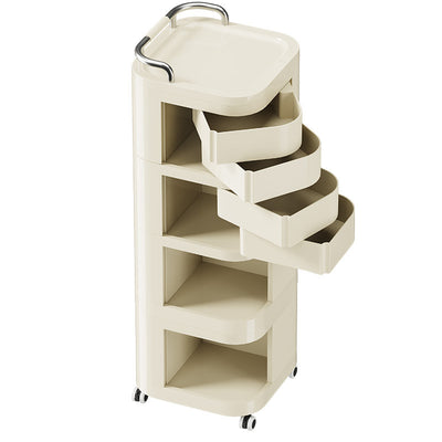 Zeitgenössischer nordischer ABS-Edelstahl-Quadratischer Beweglicher Aufbewahrungswagen Beistelltisch mit 2/3/4 Ebenen für Schlafzimmer und Wohnzimmer 
