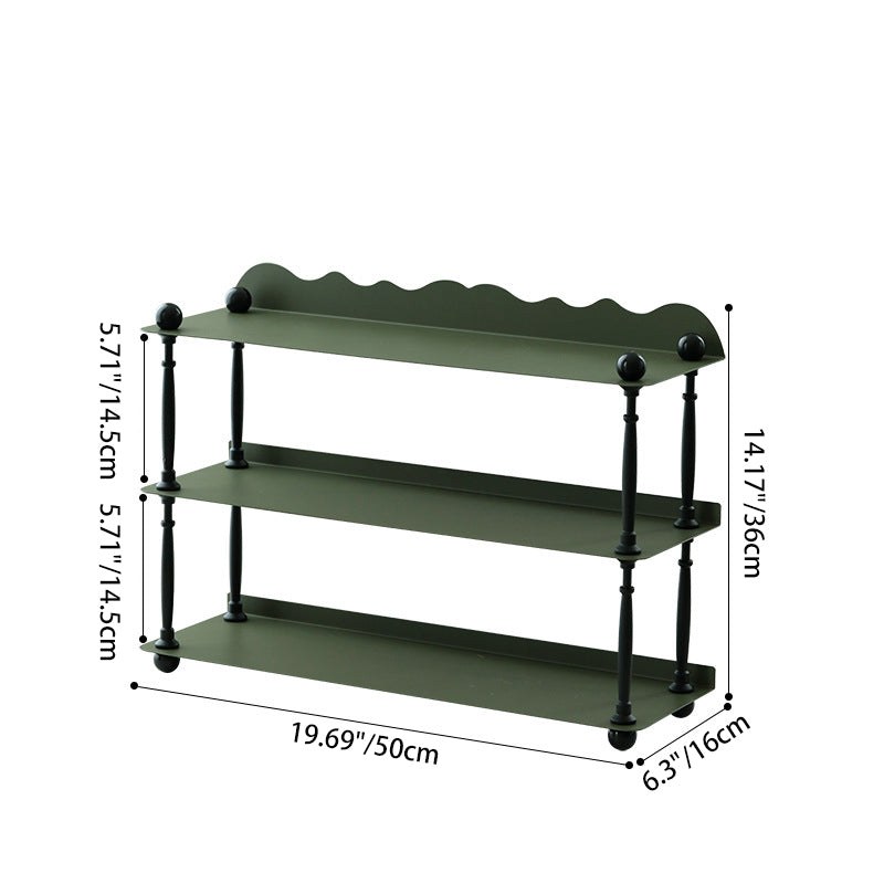 Contemporary Nordic Iron Plastic Wave-Edge Rectangular Storage Rack Side Table With 3 Tiers For Kitchen And Living Room