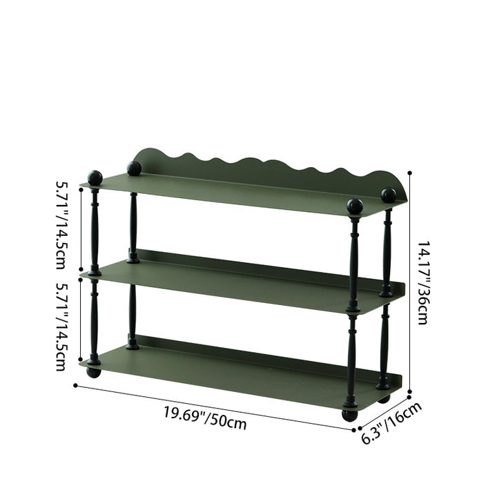 Contemporary Nordic Iron Plastic Wave-Edge Rectangular Storage Rack Side Table With 3 Tiers For Kitchen And Living Room