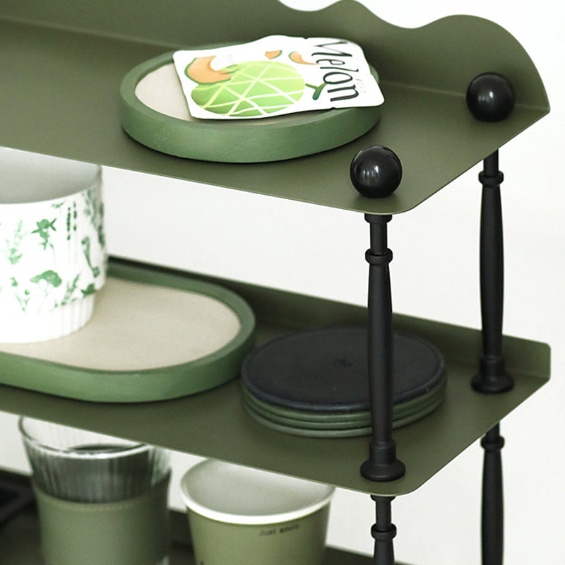 Contemporary Nordic Iron Plastic Wave-Edge Rectangular Storage Rack Side Table With 3 Tiers For Kitchen And Living Room