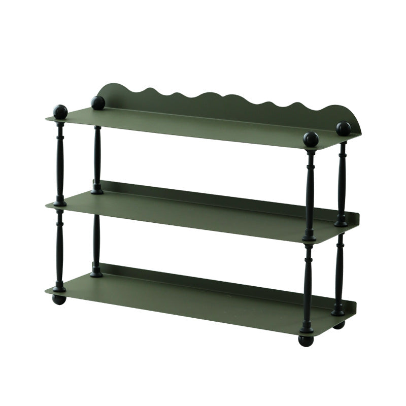 Contemporary Nordic Iron Plastic Wave-Edge Rectangular Storage Rack Side Table With 3 Tiers For Kitchen And Living Room