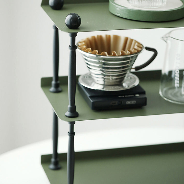 Contemporary Nordic Iron Plastic Wave-Edge Rectangular Storage Rack Side Table With 3 Tiers For Kitchen And Living Room