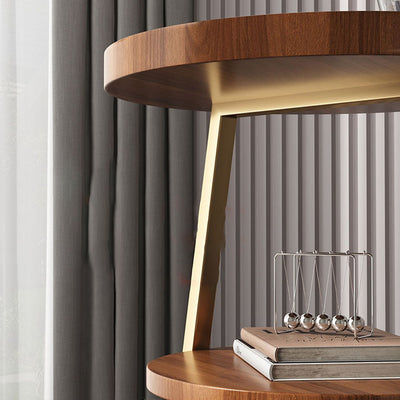 Zeitgenössischer nordischer MDF- und Metall-Rundtisch mit 3 Ebenen für das Wohnzimmer 