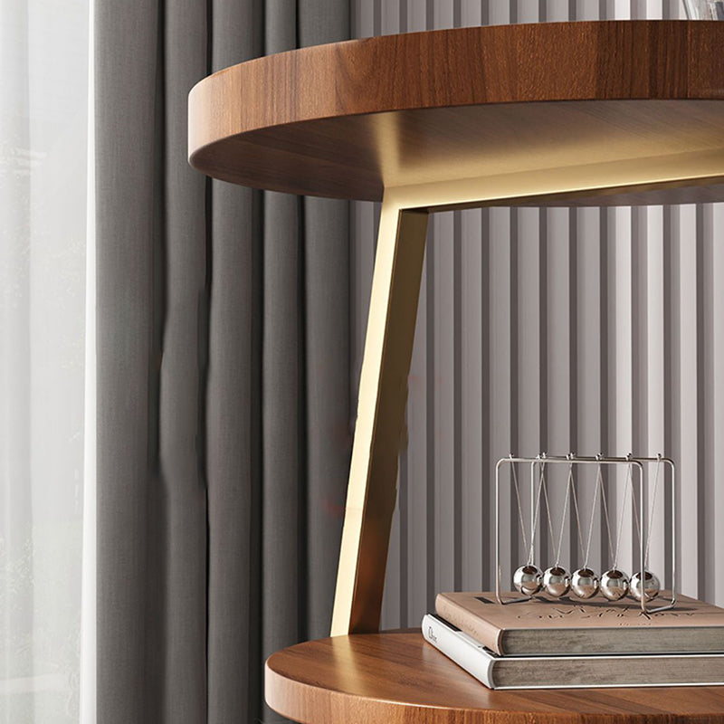 Zeitgenössischer nordischer MDF- und Metall-Rundtisch mit 3 Ebenen für das Wohnzimmer 