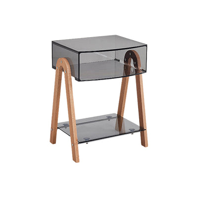 Zeitgenössischer nordischer Buchenholz-PC & Acryl-Rechteckiger Beistelltisch mit 2 Ebenen und 1 Schrank für das Wohnzimmer 
