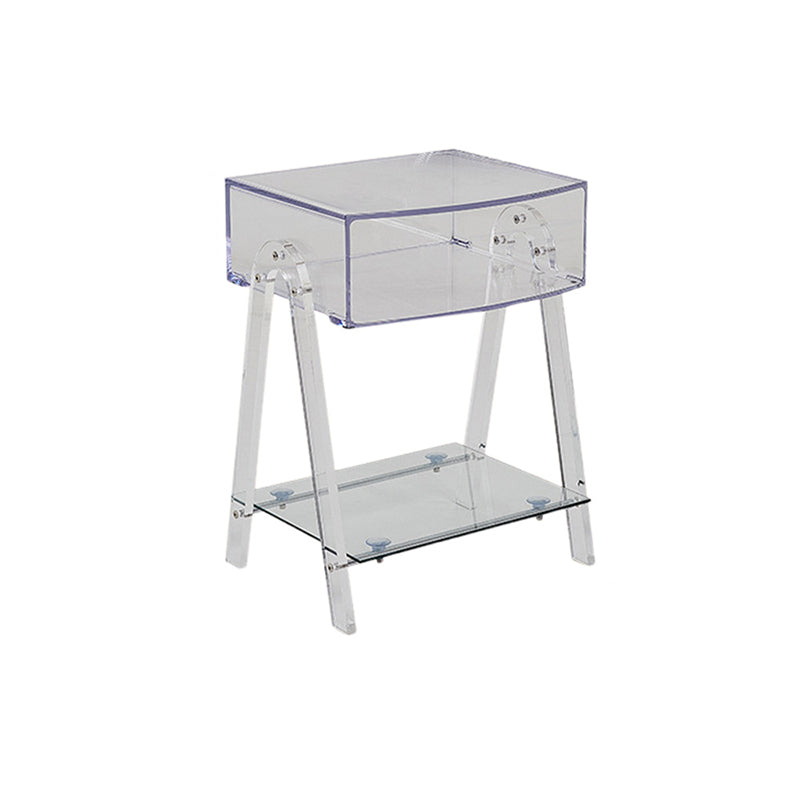 Zeitgenössischer nordischer Buchenholz-PC & Acryl-Rechteckiger Beistelltisch mit 2 Ebenen und 1 Schrank für das Wohnzimmer 