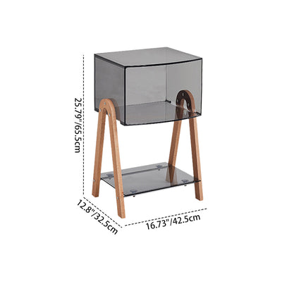 Zeitgenössischer nordischer Buchenholz-PC & Acryl-Rechteckiger Beistelltisch mit 2 Ebenen und 1 Schrank für das Wohnzimmer 
