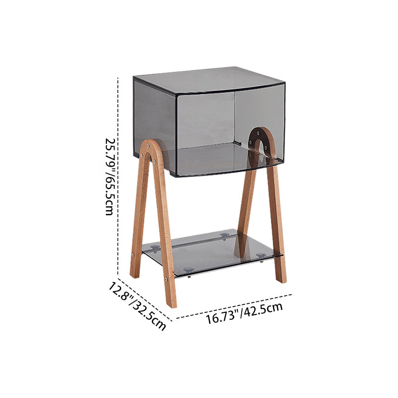 Zeitgenössischer nordischer Buchenholz-PC & Acryl-Rechteckiger Beistelltisch mit 2 Ebenen und 1 Schrank für das Wohnzimmer 