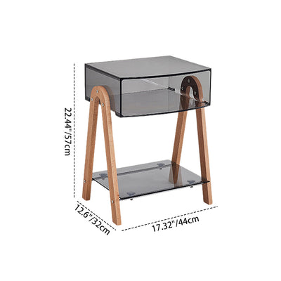 Zeitgenössischer nordischer Buchenholz-PC & Acryl-Rechteckiger Beistelltisch mit 2 Ebenen und 1 Schrank für das Wohnzimmer 